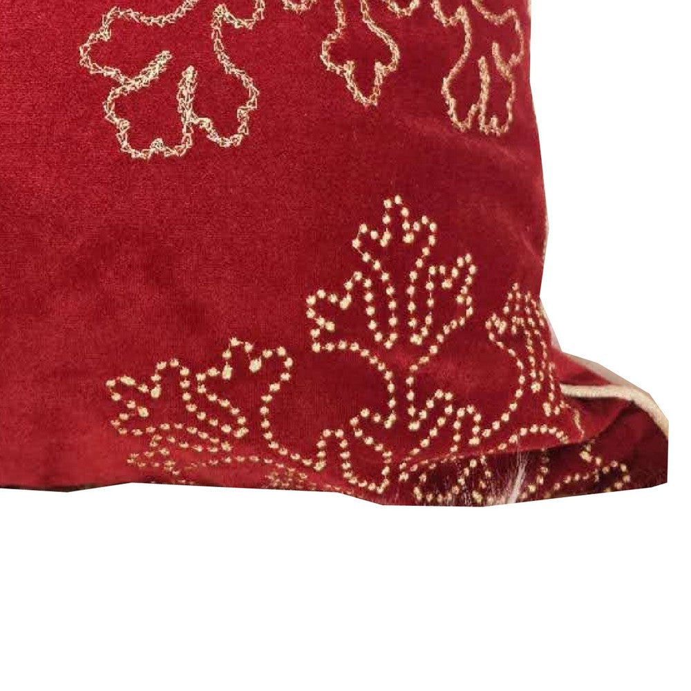 Rola Square Throw Pillow, Gold Snowflake Embroidery