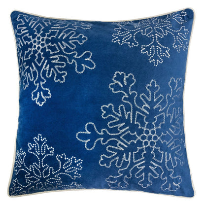 Rola Square Throw Pillow, Silver Snowflake Embroidery