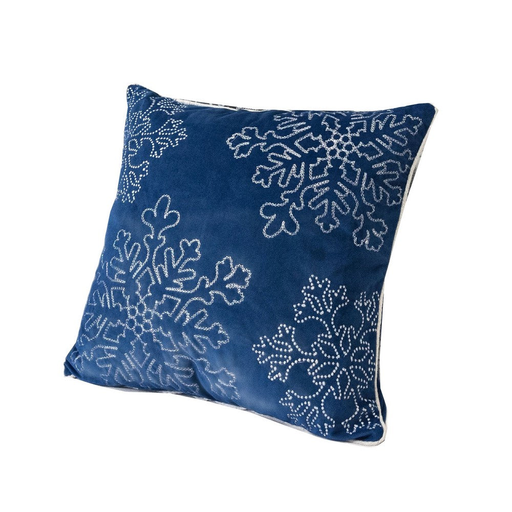 Rola Square Throw Pillow, Silver Snowflake Embroidery