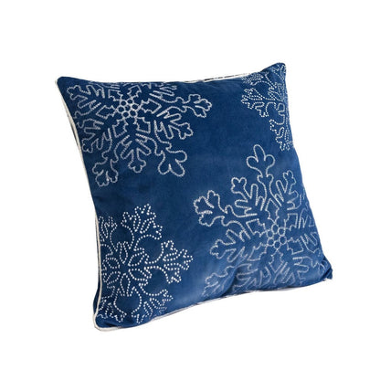 Rola Square Throw Pillow, Silver Snowflake Embroidery