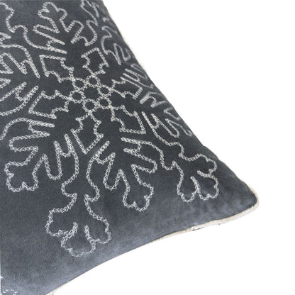 Rola Square Throw Pillow, Silver Snowflake Embroidery