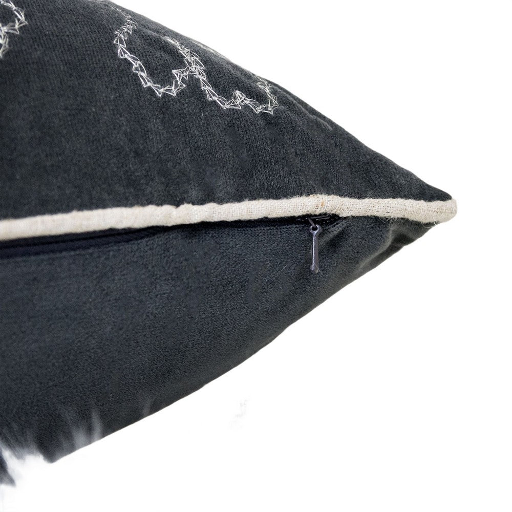 Rola Square Throw Pillow, Silver Snowflake Embroidery