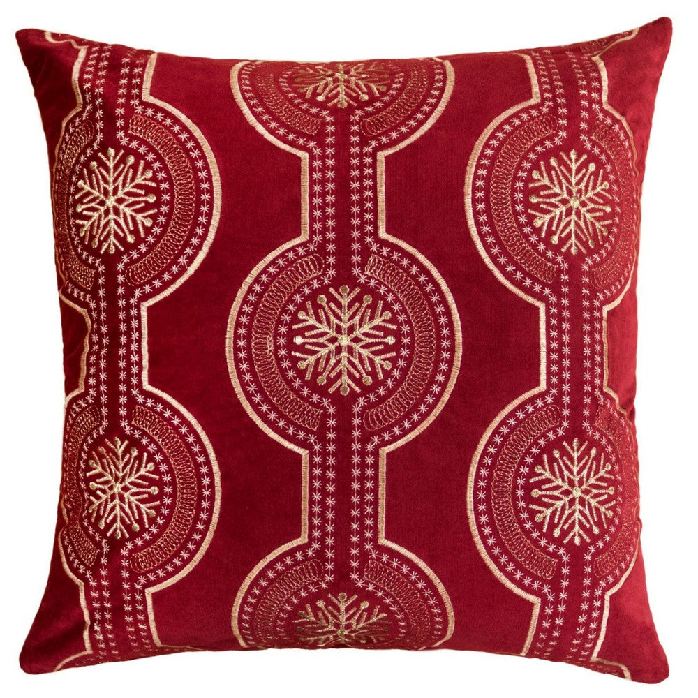 Rola Square Throw Pillow, Geometric Snowflake Embroidery