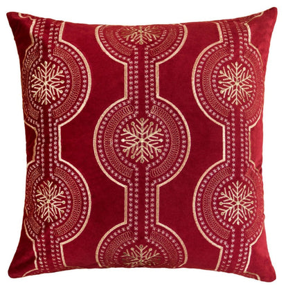 Rola Square Throw Pillow, Geometric Snowflake Embroidery