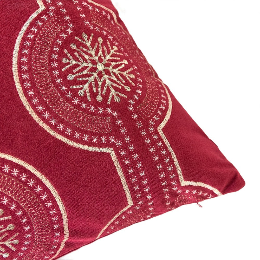 Rola Square Throw Pillow, Geometric Snowflake Embroidery