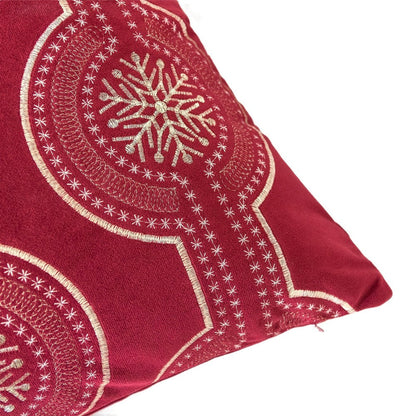 Rola Square Throw Pillow, Geometric Snowflake Embroidery