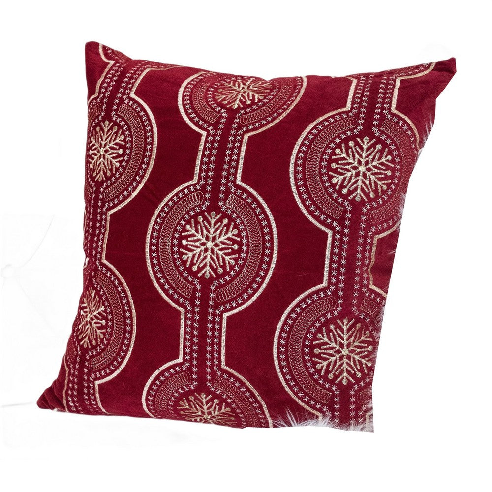 Rola Square Throw Pillow, Geometric Snowflake Embroidery