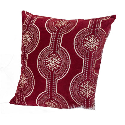 Rola Square Throw Pillow, Geometric Snowflake Embroidery