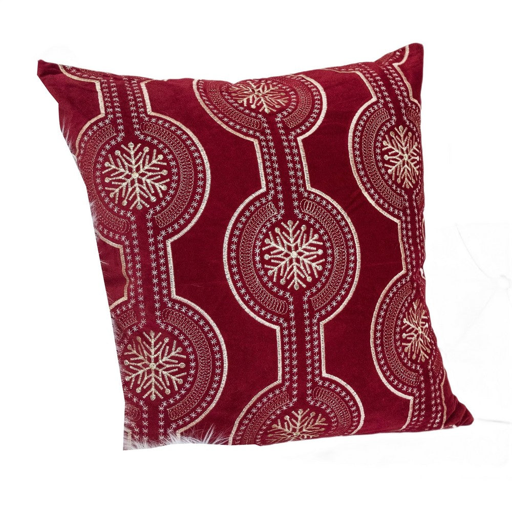 Rola Square Throw Pillow, Geometric Snowflake Embroidery