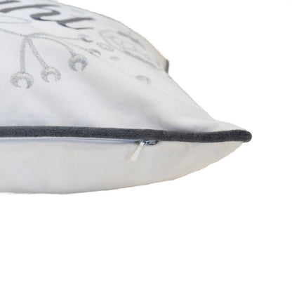 Lumbar Pillow, Merry and Bright Script, Embroidered White Velvet