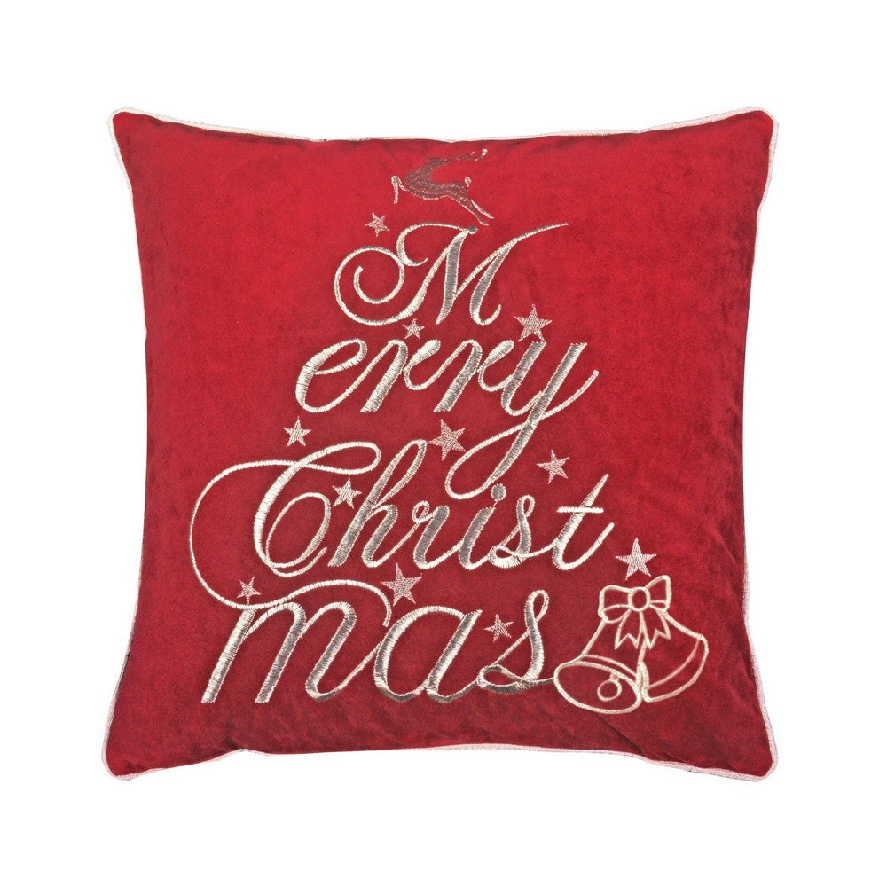 Aure Square Throw Pillow, Merry Christmas Embroidery
