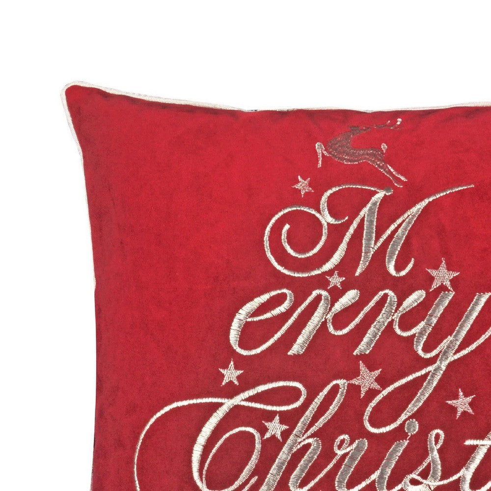 Aure Square Throw Pillow, Merry Christmas Embroidery