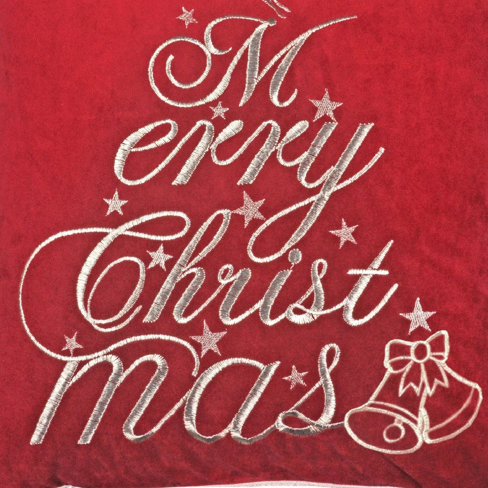 Aure Square Throw Pillow, Merry Christmas Embroidery