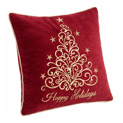 Aure Square Throw Pillow, Happy Holidays Embroidery