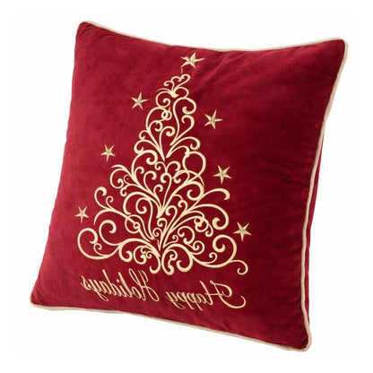 Aure Square Throw Pillow, Happy Holidays Embroidery