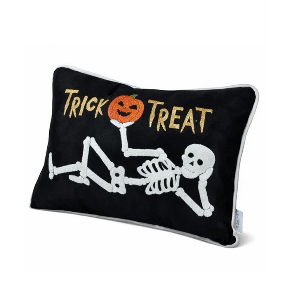 Teya Lumbar Pillow, Skeleton Embroidery
