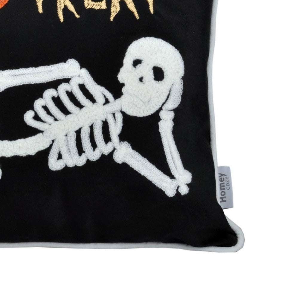Teya Lumbar Pillow, Skeleton Embroidery