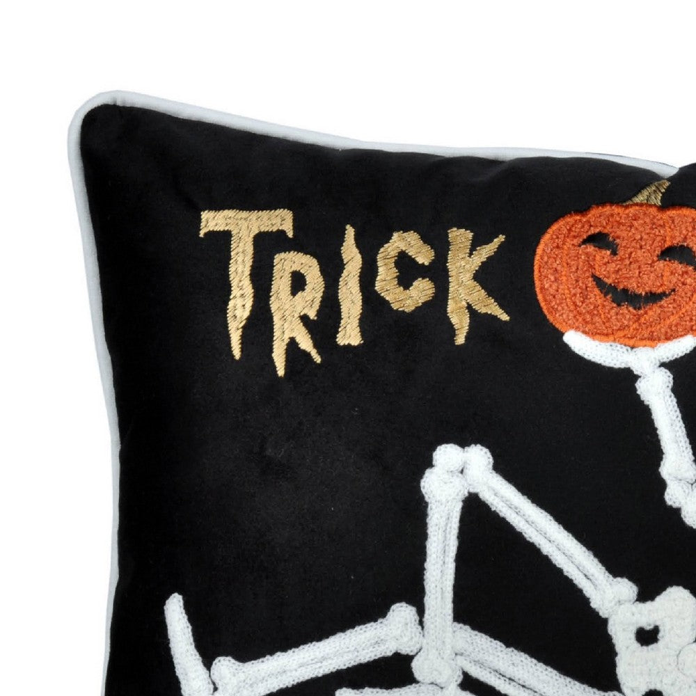 Teya Lumbar Pillow, Skeleton Embroidery