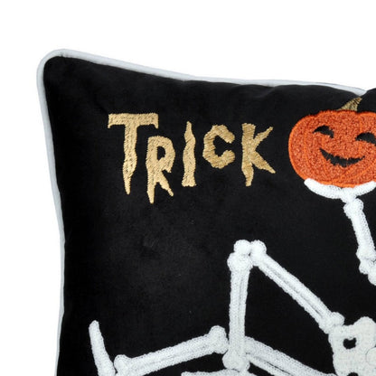Teya Lumbar Pillow, Skeleton Embroidery