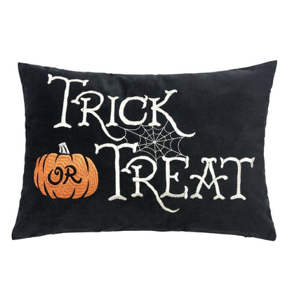 Teya Lumbar Pillow, TRICK OR TREAT Embroidery w Pumpkin