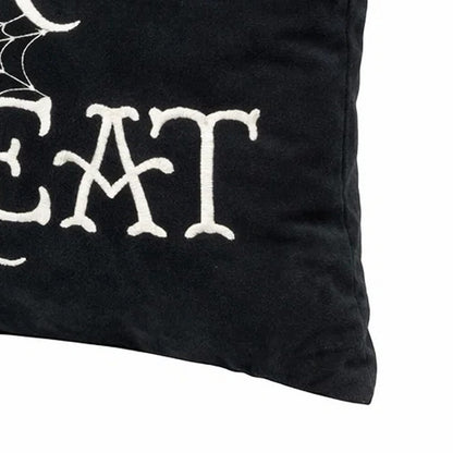 Teya Lumbar Pillow, TRICK OR TREAT Embroidery w Pumpkin
