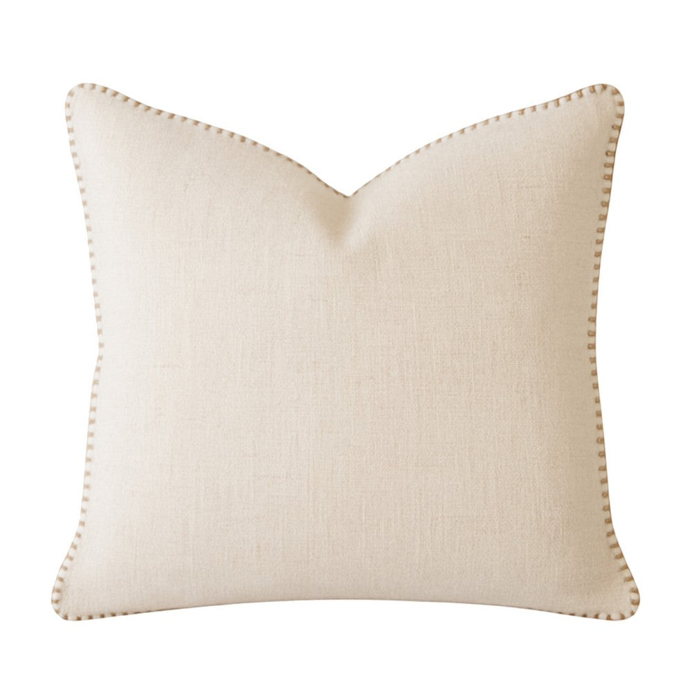 Niva Square Throw Pillow, Linen-Like Ivory