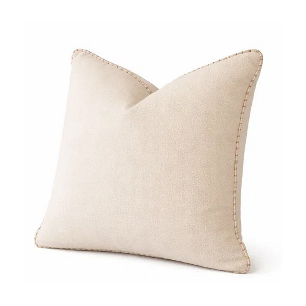 Niva Square Throw Pillow, Linen-Like Ivory