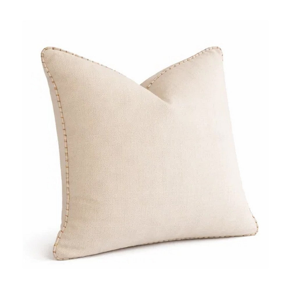 Niva Square Throw Pillow, Linen-Like Ivory