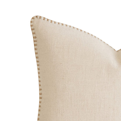 Niva Square Throw Pillow, Linen-Like Ivory