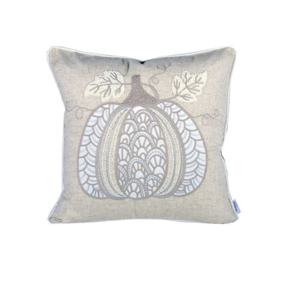 Niva Square Throw Pillow, Lace Embroidered Pumpkin