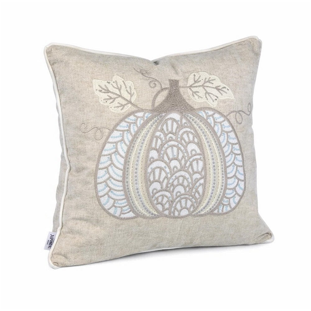 Niva Square Throw Pillow, Lace Embroidered Pumpkin