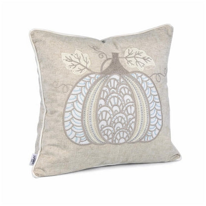 Niva Square Throw Pillow, Lace Embroidered Pumpkin