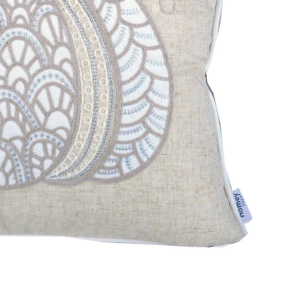 Niva Square Throw Pillow, Lace Embroidered Pumpkin