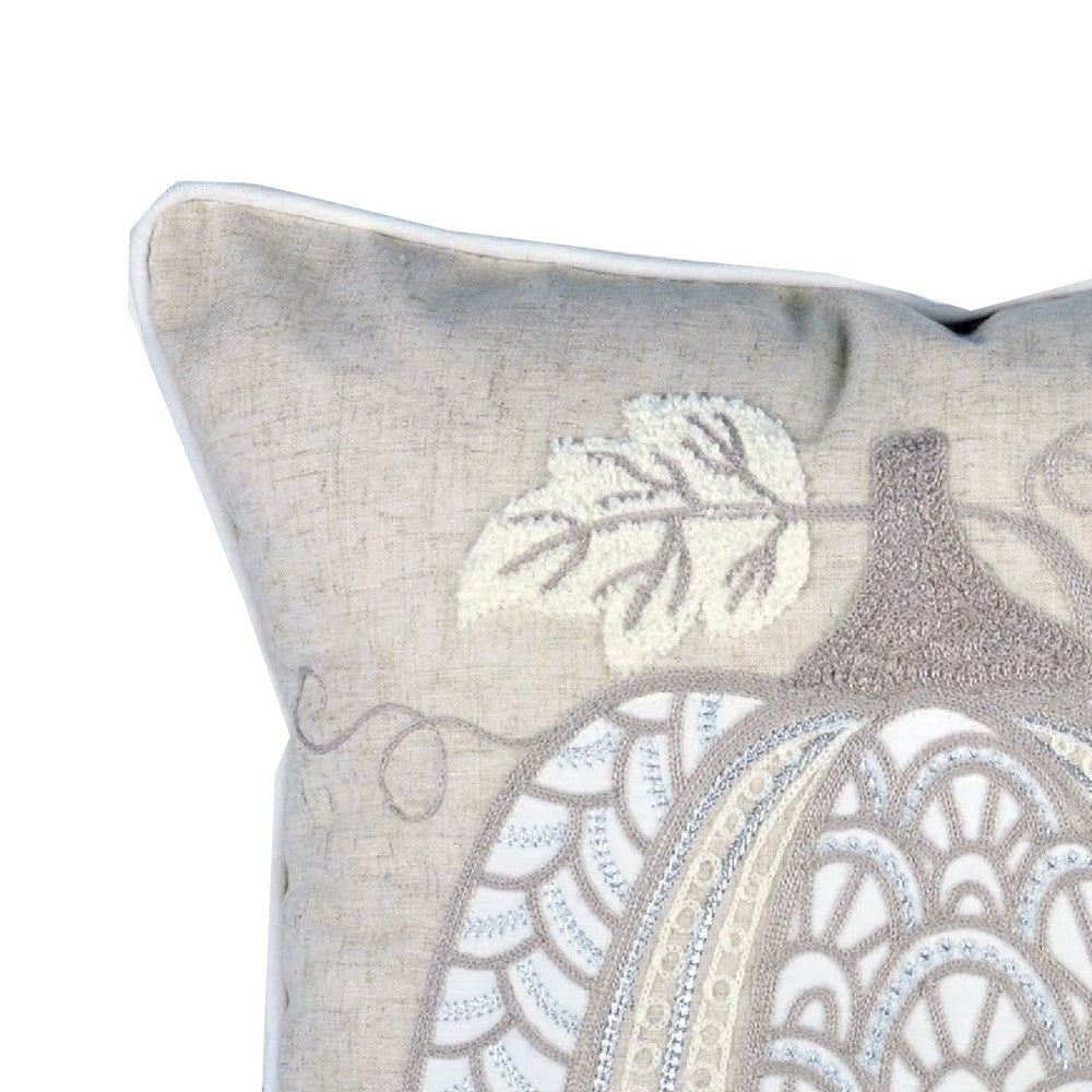 Niva Square Throw Pillow, Lace Embroidered Pumpkin