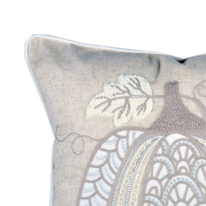 Niva Square Throw Pillow, Lace Embroidered Pumpkin