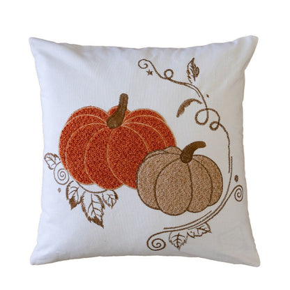 Niva Square Throw Pillow, Embroidered Rust Pumpkins
