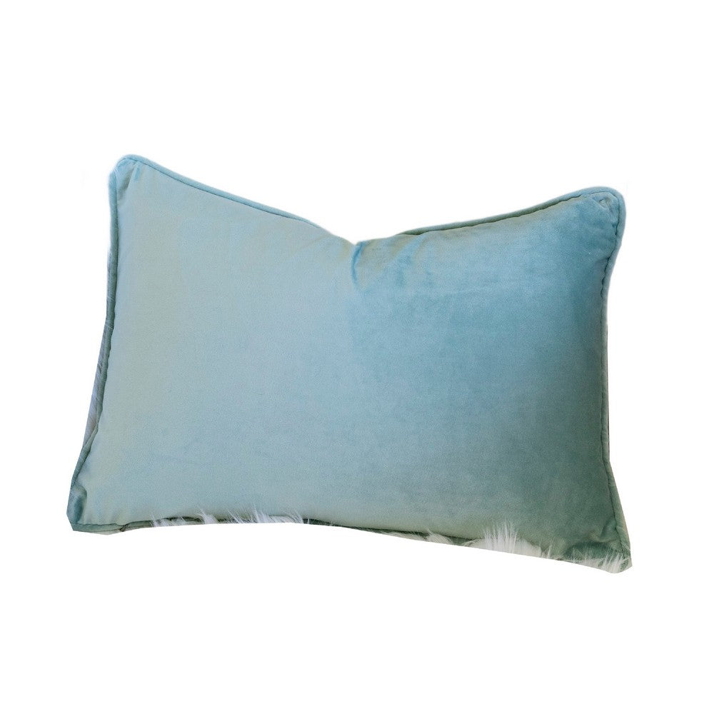 Niva Lumbar Pillow, Blue Embroidered Pumpkin, Ivory Cotton-Blend 14x20