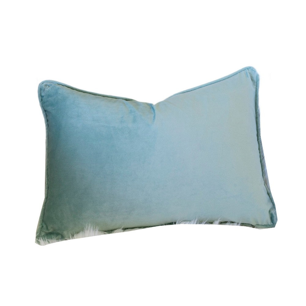 Niva Lumbar Pillow, Blue Embroidered Pumpkin, Ivory Cotton-Blend 14x20
