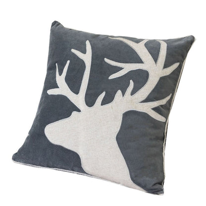 Lopa Square Throw Pillow, Holiday Reindeer Embroidery