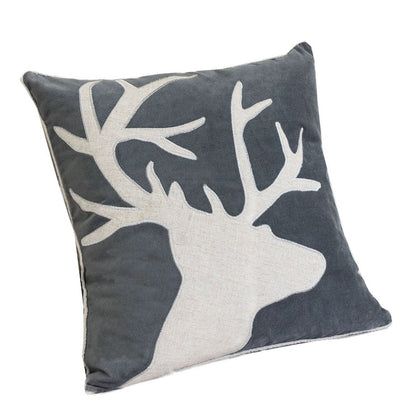 Lopa Square Throw Pillow, Holiday Reindeer Embroidery
