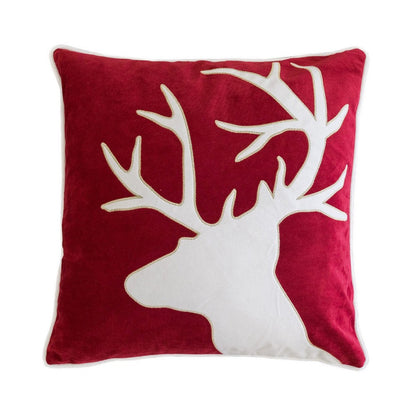 Lopa Square Throw Pillow, Holiday Reindeer Embroidery