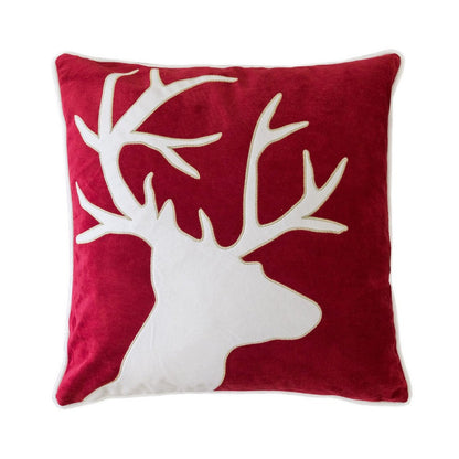Lopa Square Throw Pillow, Holiday Reindeer Embroidery
