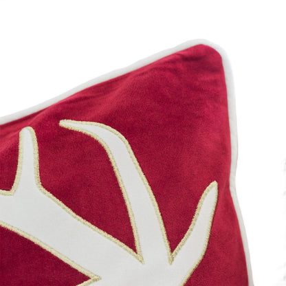 Lopa Square Throw Pillow, Holiday Reindeer Embroidery