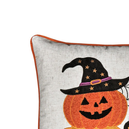 Square Throw Pillow, Cat and Pumpkin Stack