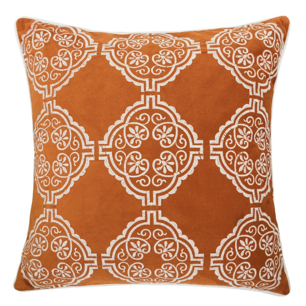 Niva Square Throw Pillow, Damask Embroidery