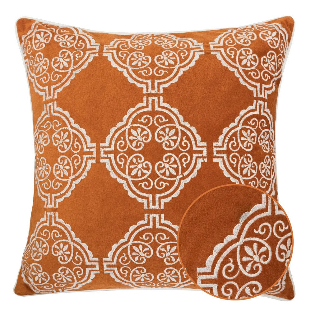 Niva Square Throw Pillow, Damask Embroidery
