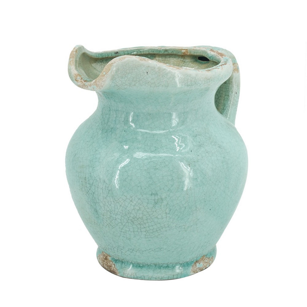 Tery Decorative Flower Vase with Handle, 9 Inch