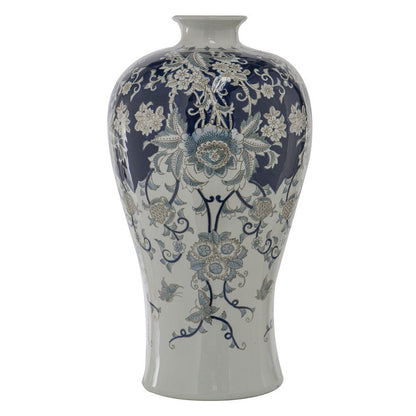 Rayn Decorative Urn, Blue White Chinoiserie Art, 24 Inch Porcelain