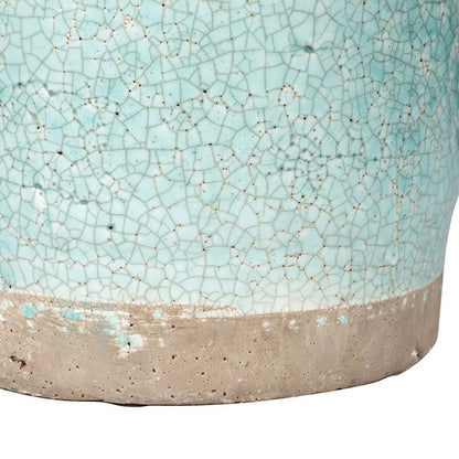 Decorative Vase with Crackle Glaze, 8 Inch Aqua Turquoise Ceramic