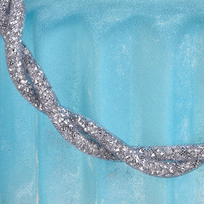 Fsy Decorative Vase, Silver Handle, Light Blue Frosted Glass, 8 Inch
